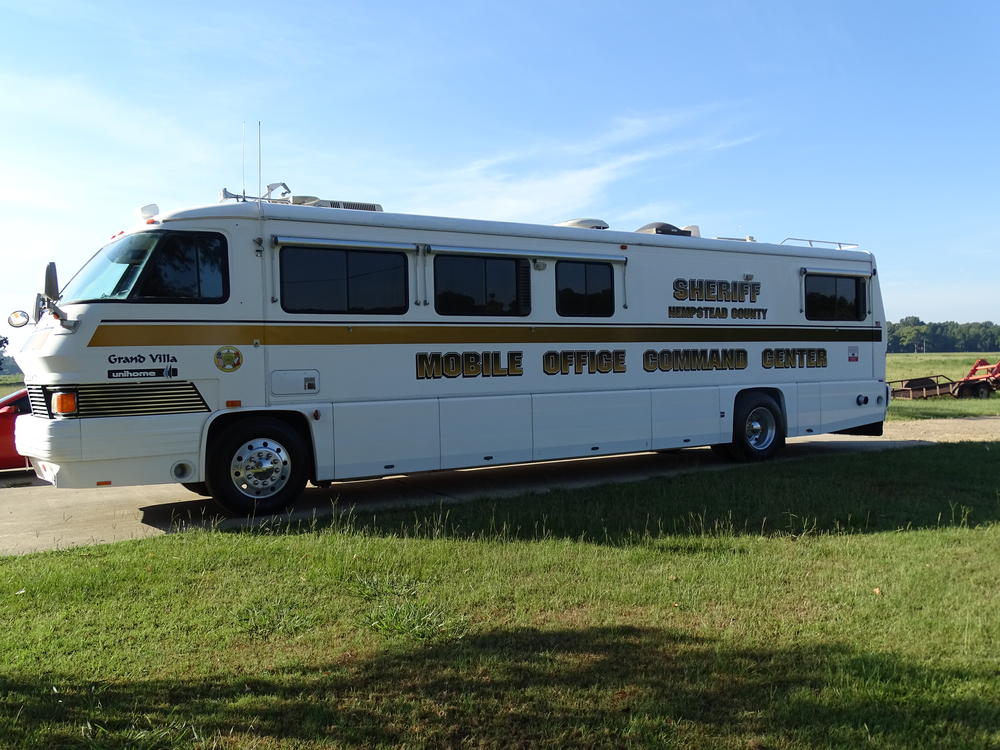 Side view of mobile office command center