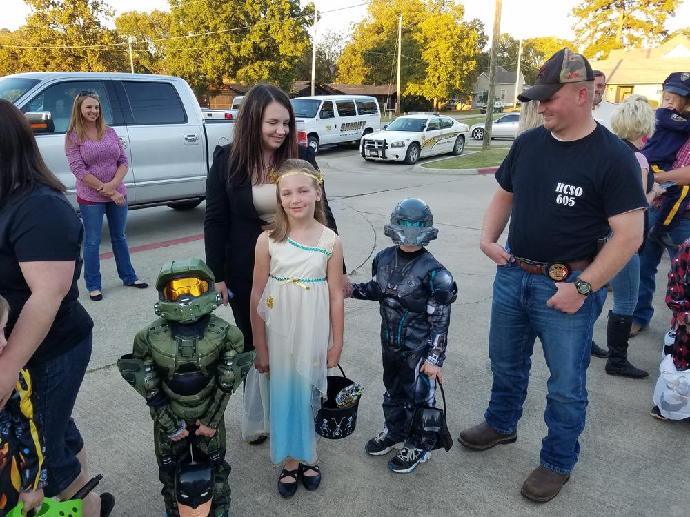 Family in halloween costume