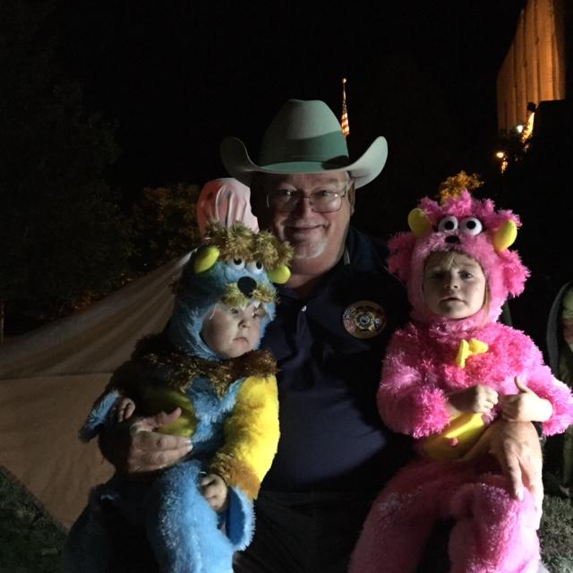 Couple of young children in haloween costumes