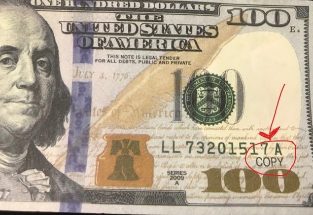 $100 bill copy